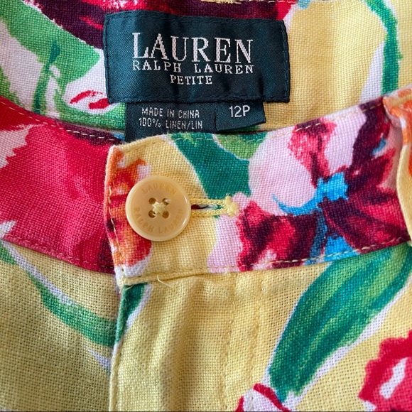 Ralph Lauren Floral Linen Hibiscus Cropped Capris - Picture 5 of 10